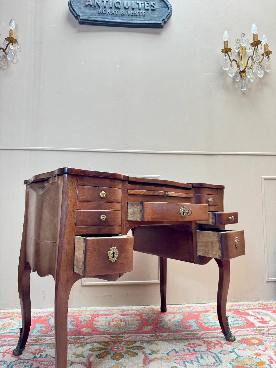 Louis XV Period Solid Mahogany Dressing Table, Bordeaux Style-photo-2