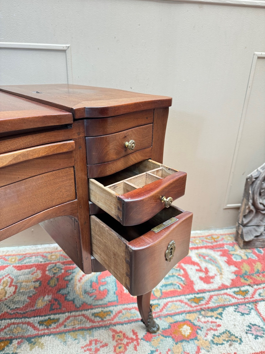 Louis XV Period Solid Mahogany Dressing Table, Bordeaux Style-photo-3