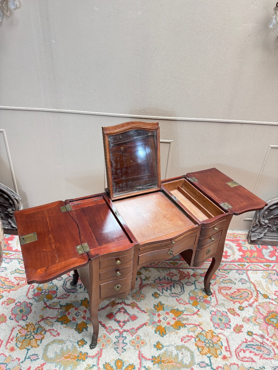Louis XV Period Solid Mahogany Dressing Table, Bordeaux Style-photo-4