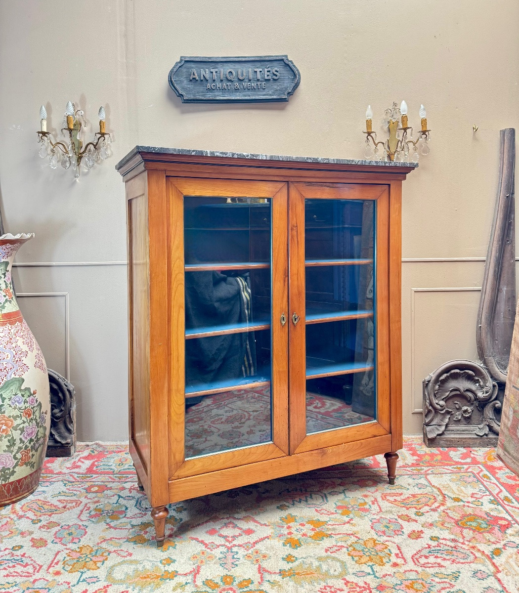Display Cabinet, Cherrywood Bookcase In The Directoire Style, 19th Century -photo-2