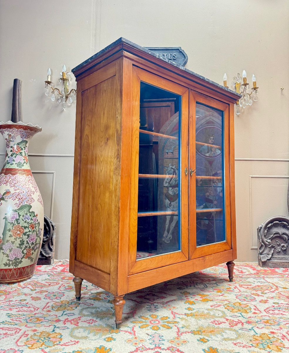 Display Cabinet, Cherrywood Bookcase In The Directoire Style, 19th Century -photo-3