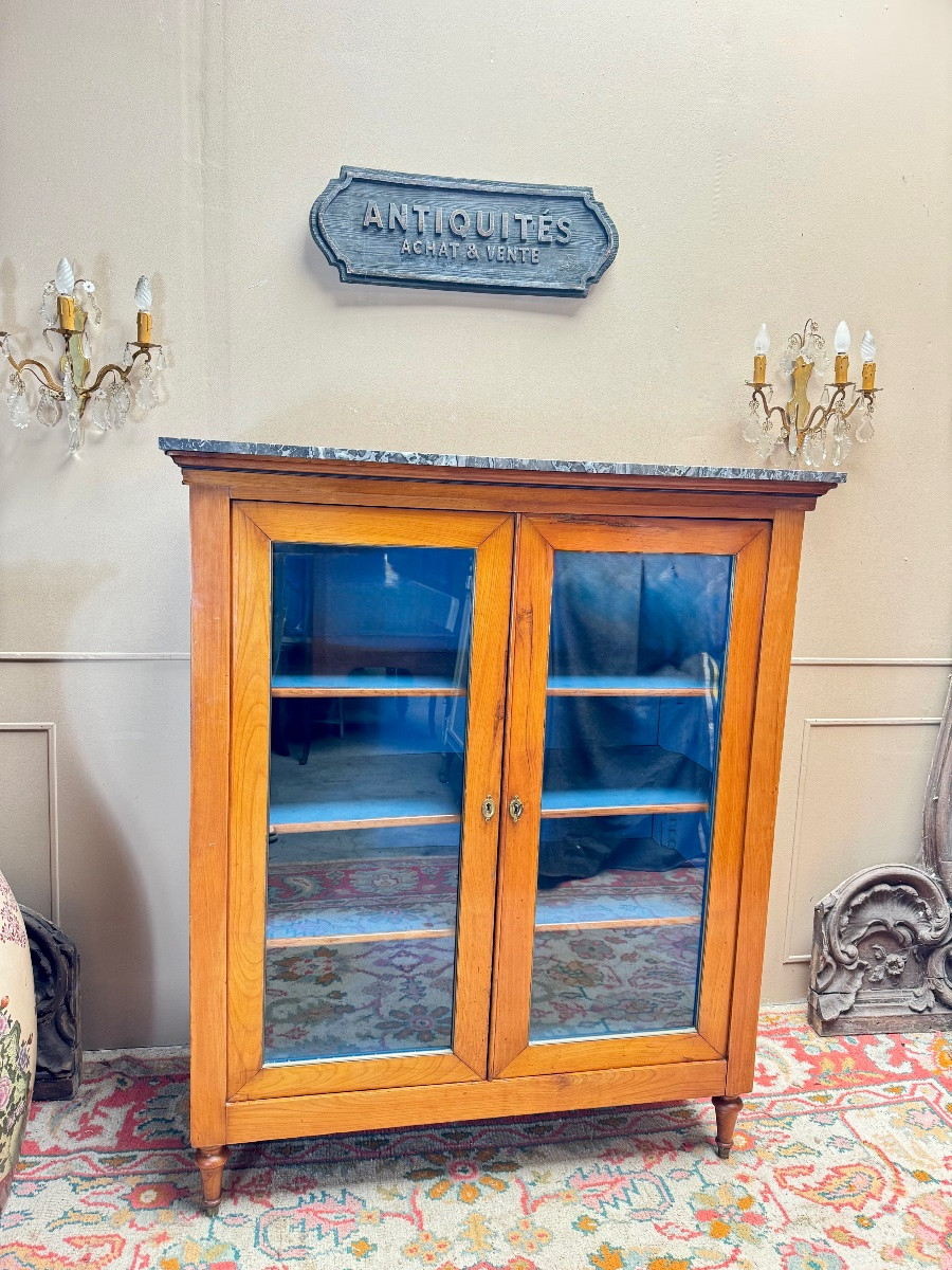 Display Cabinet, Cherrywood Bookcase In The Directoire Style, 19th Century -photo-1
