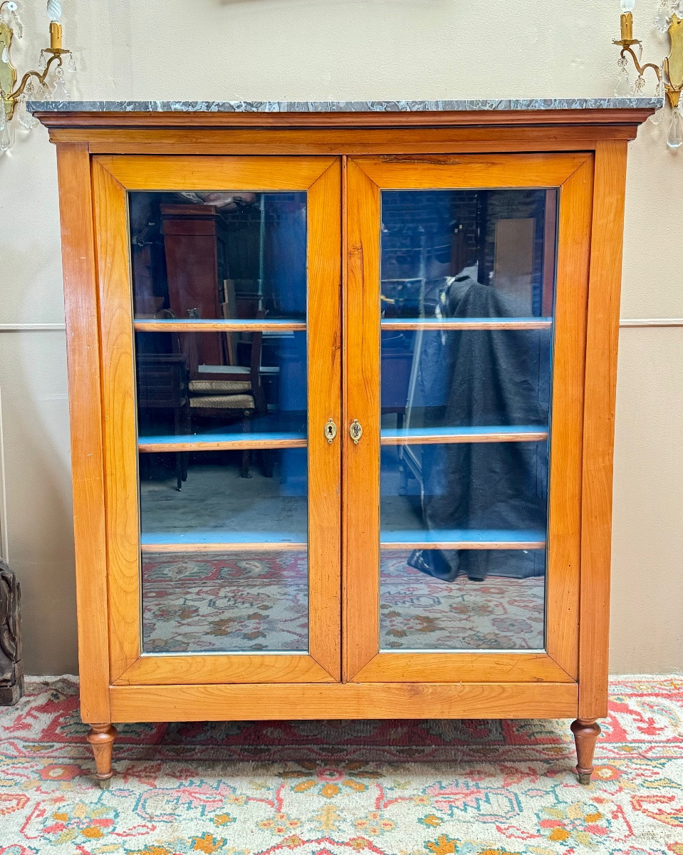Display Cabinet, Cherrywood Bookcase In The Directoire Style, 19th Century -photo-2