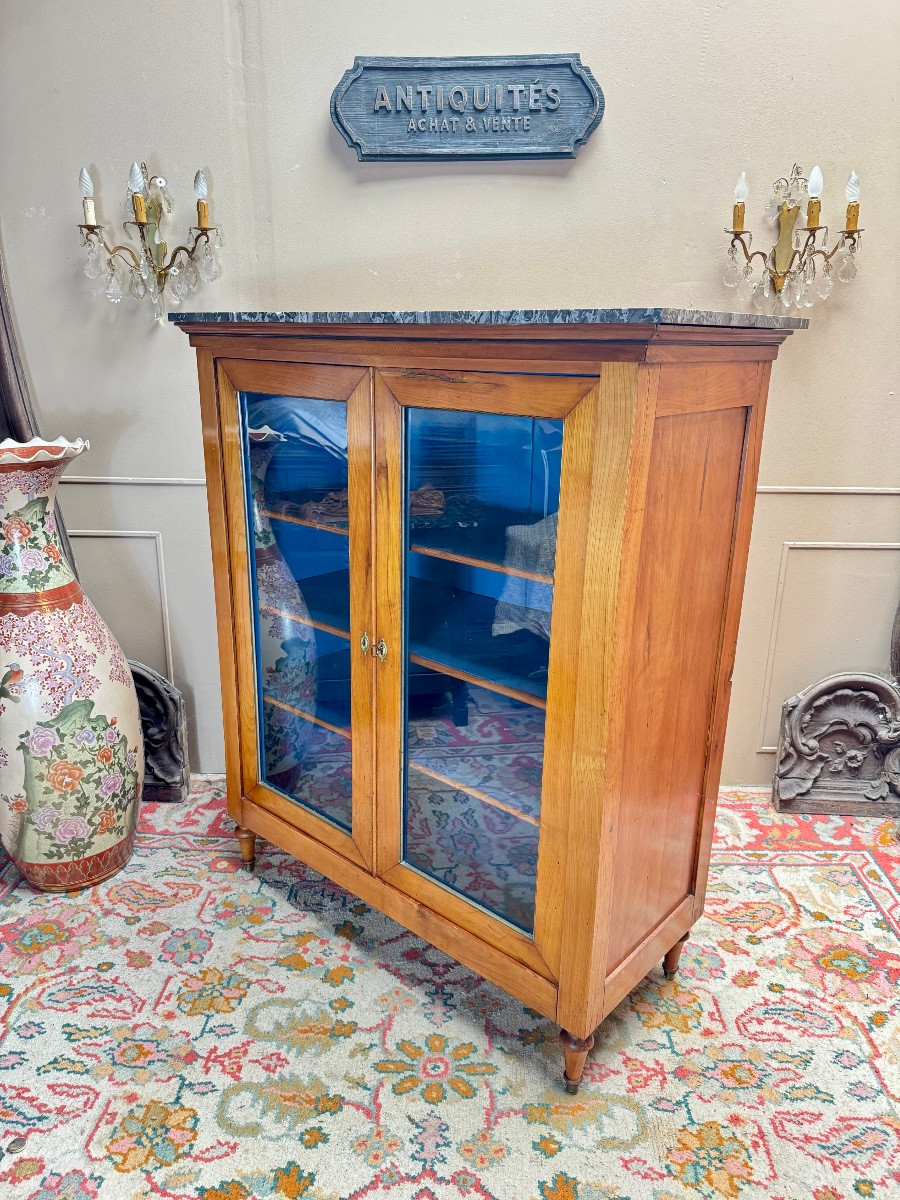 Display Cabinet, Cherrywood Bookcase In The Directoire Style, 19th Century -photo-4