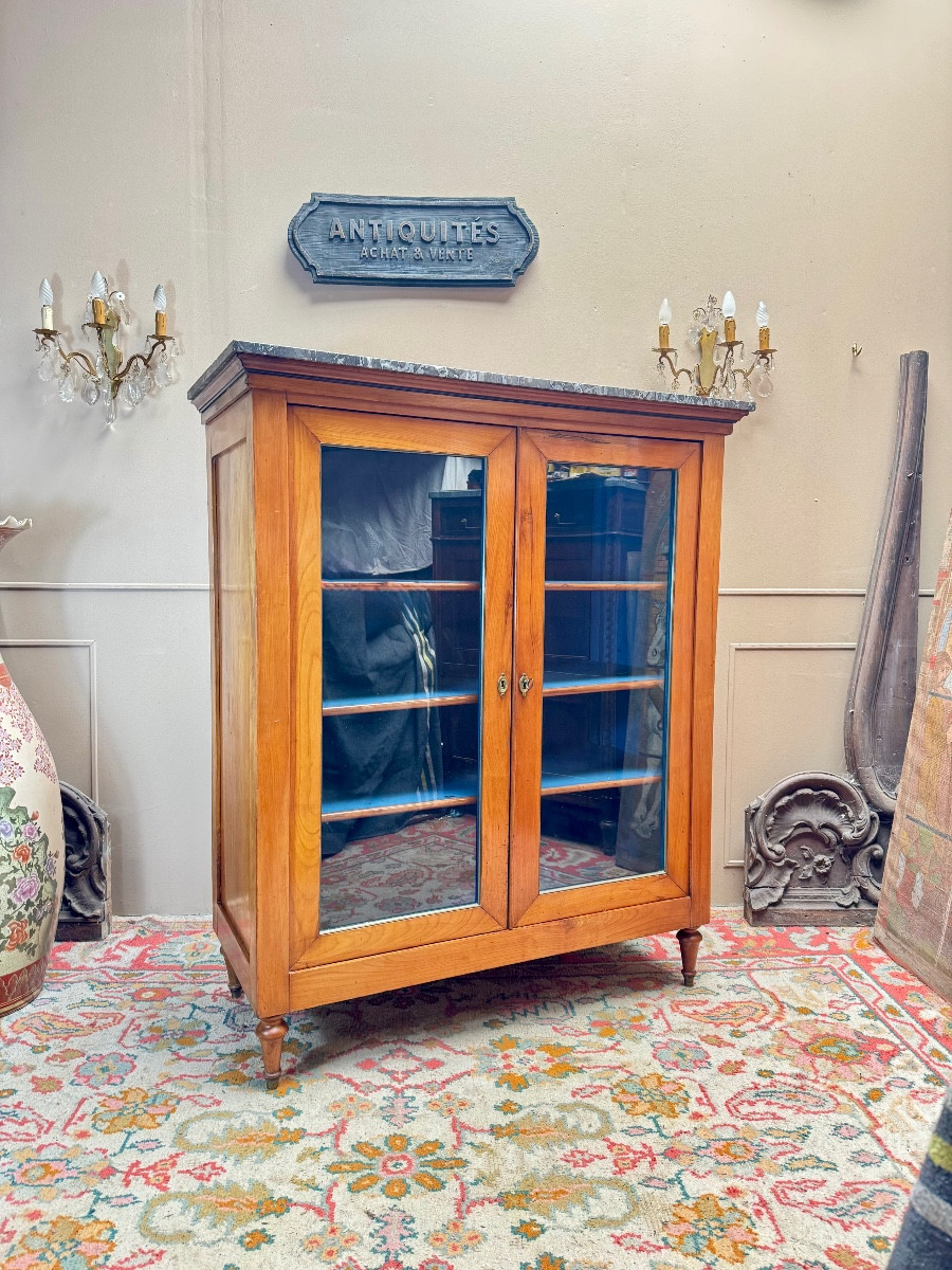 Display Cabinet, Cherrywood Bookcase In The Directoire Style, 19th Century 