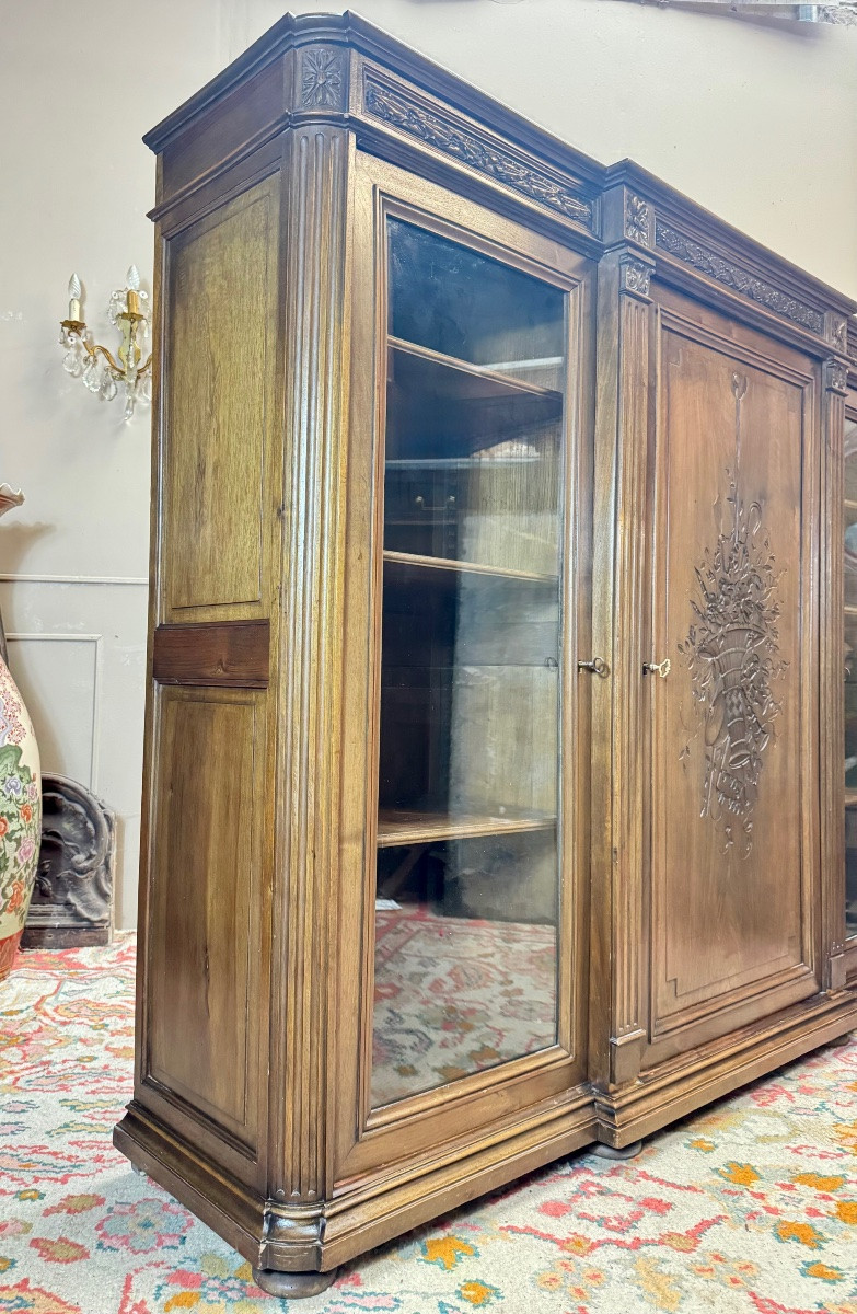 Bibliothèque en acajou de style Louis XVI XIX eme siècle -photo-1