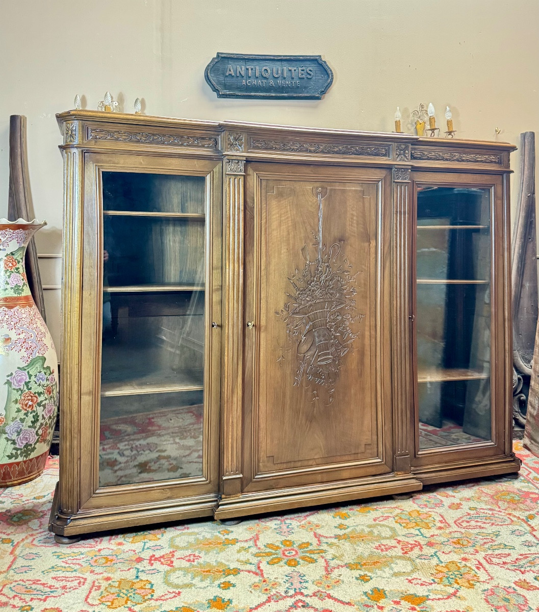 Bibliothèque en acajou de style Louis XVI XIX eme siècle 