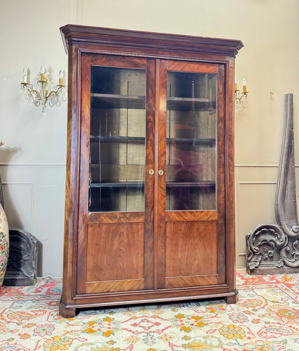 19th-century Restoration Period Flame Mahogany Bookcase 