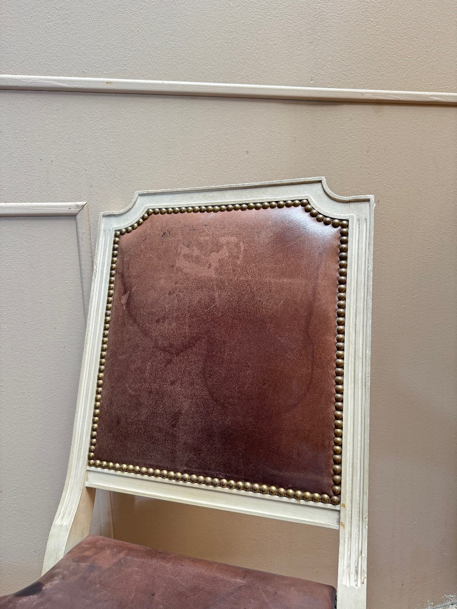 Suite de quatre chaises pliantes en bois laqué de style Louis XVI -photo-3