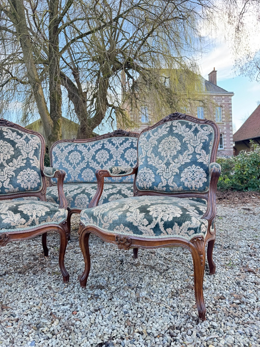 Louis XV Style Walnut Living Room Furniture From The Napoleon III Period, 19th Century -photo-2