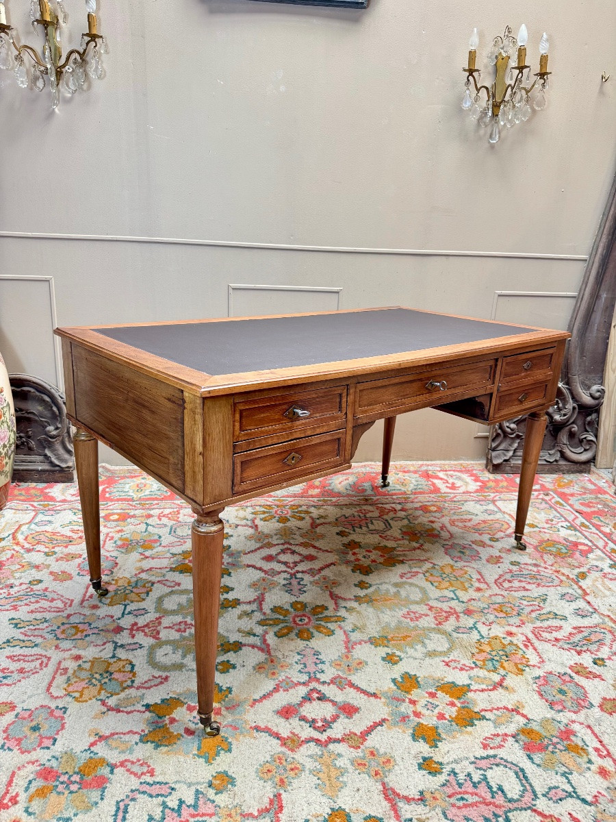 19th Century Directoire Style Walnut Flat Desk -photo-1