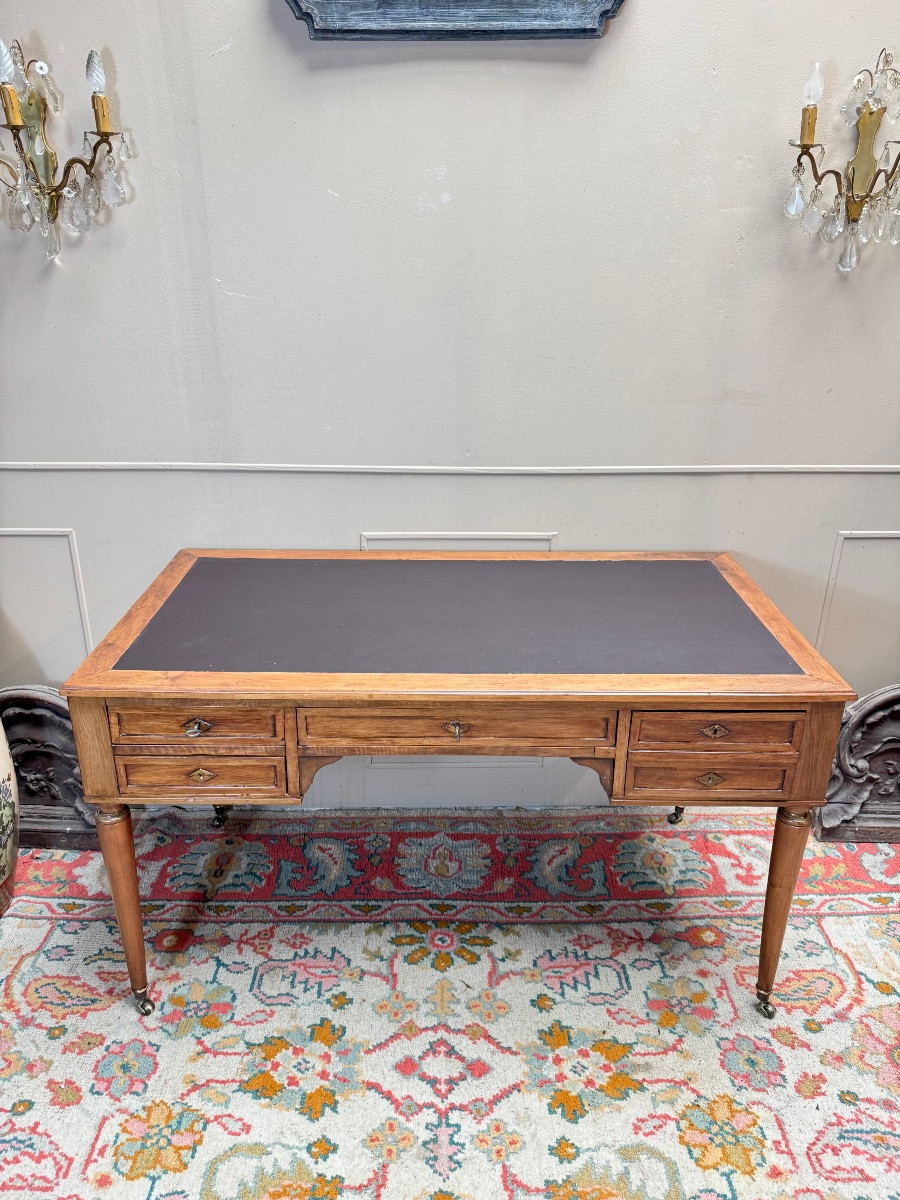 19th Century Directoire Style Walnut Flat Desk -photo-2