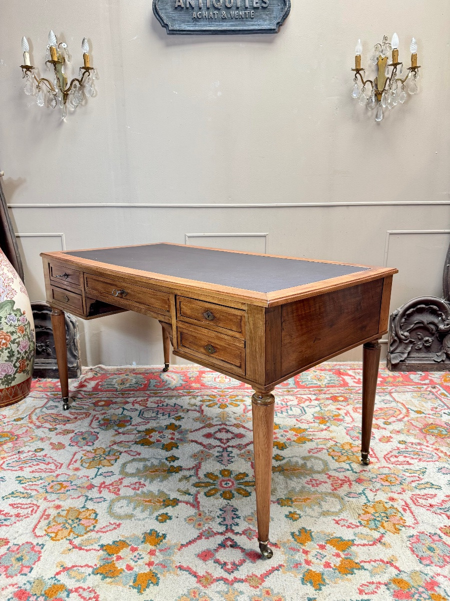 19th Century Directoire Style Walnut Flat Desk -photo-3