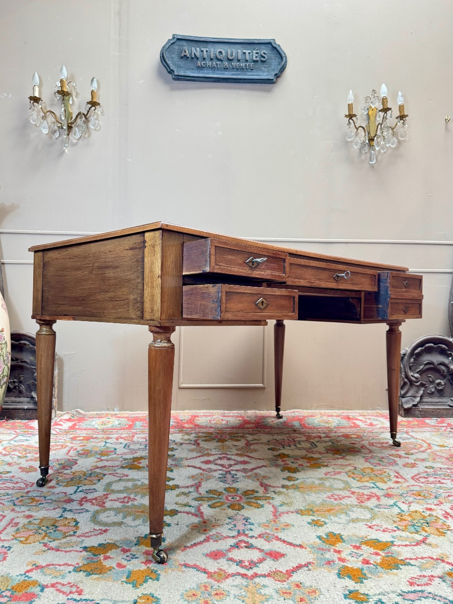 19th Century Directoire Style Walnut Flat Desk -photo-6