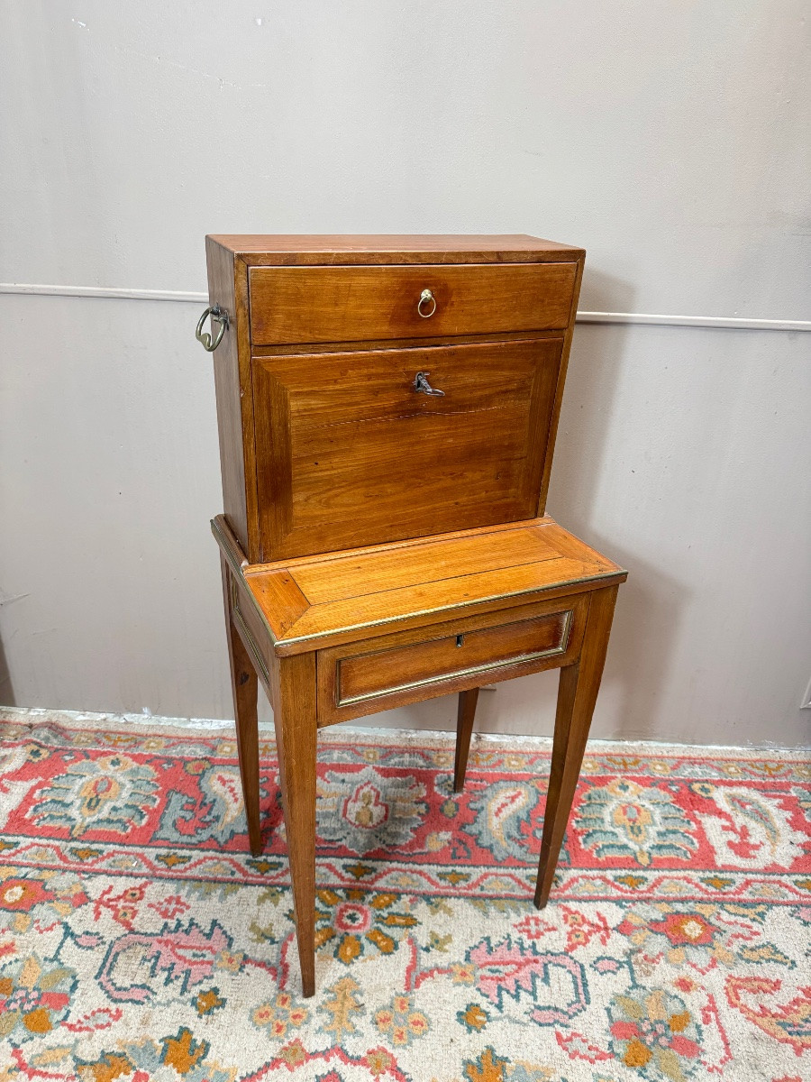 Louis XVI Period Mahogany Traveling Secretary, 18th Century -photo-3