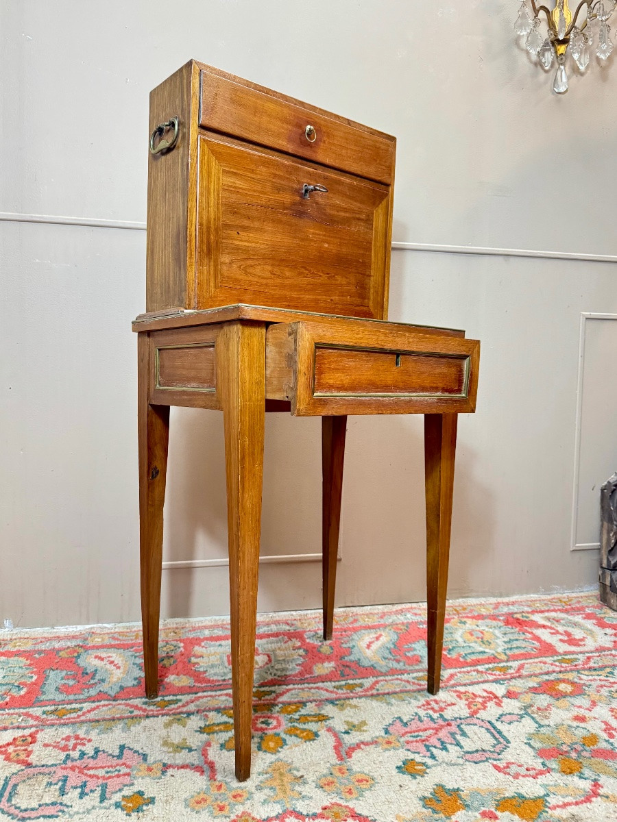 Louis XVI Period Mahogany Traveling Secretary, 18th Century -photo-2