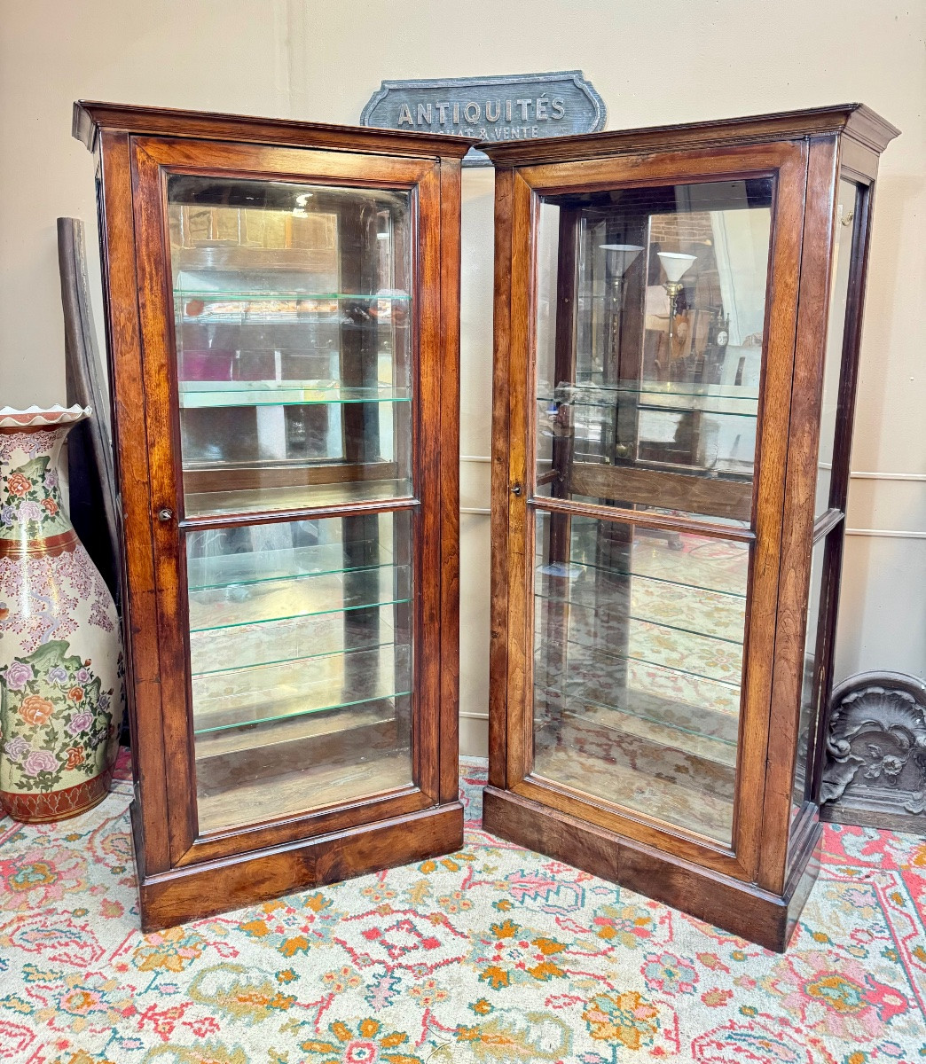 Pair Of Mahogany Display Cabinets From The Directoire Period, 18th Century -photo-1