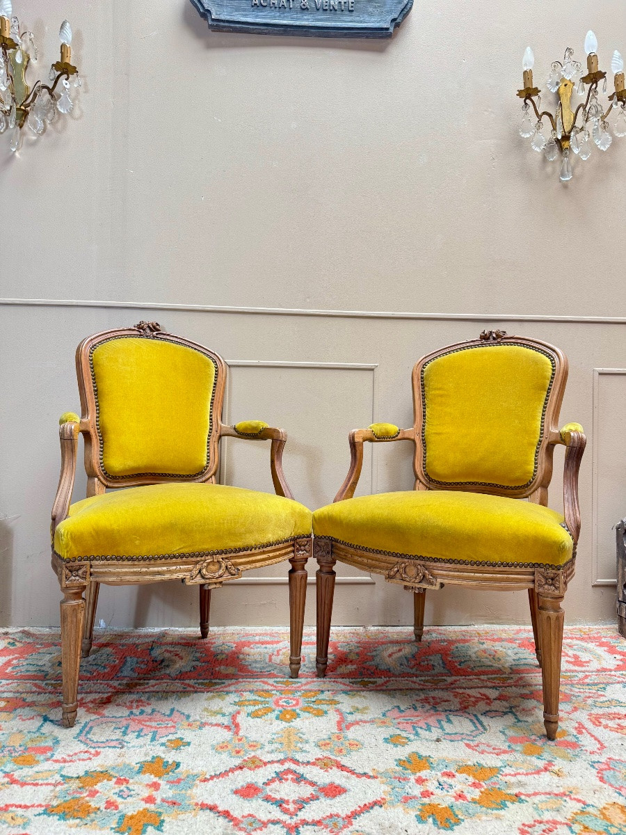 Pair Of Cabriolet Armchairs From The 18th Century Transition Period-photo-4
