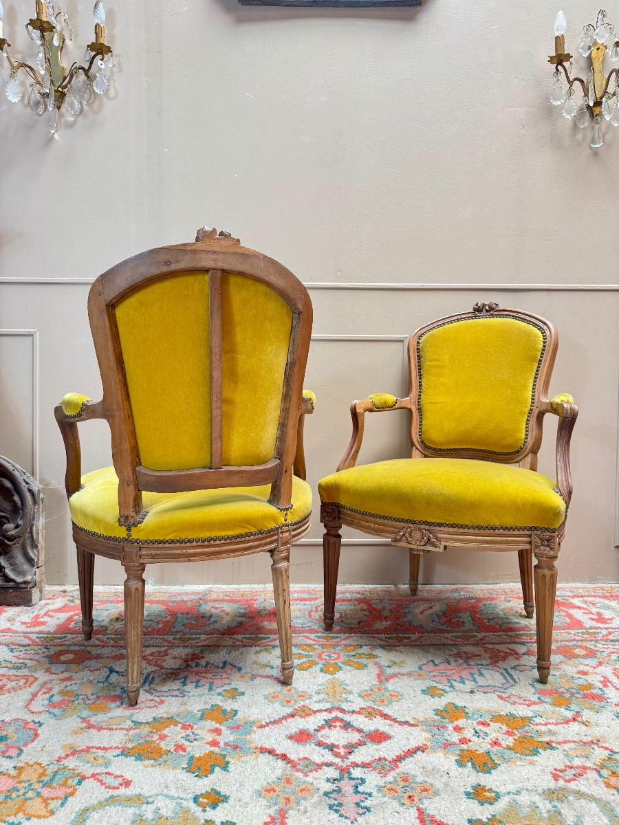 Pair Of Cabriolet Armchairs From The 18th Century Transition Period-photo-6