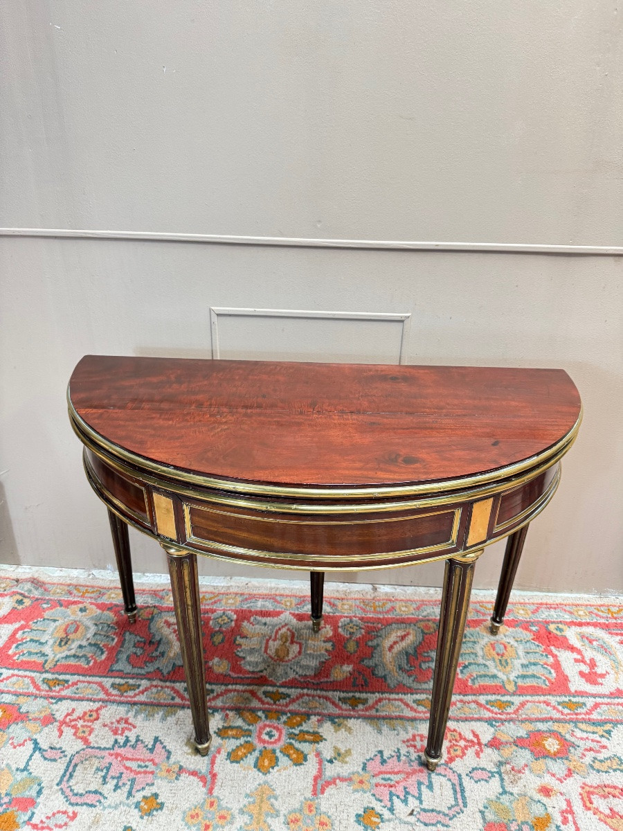 Table Demi Lune En Acajou D’époque Louis XVI XVIII eme siècle -photo-3