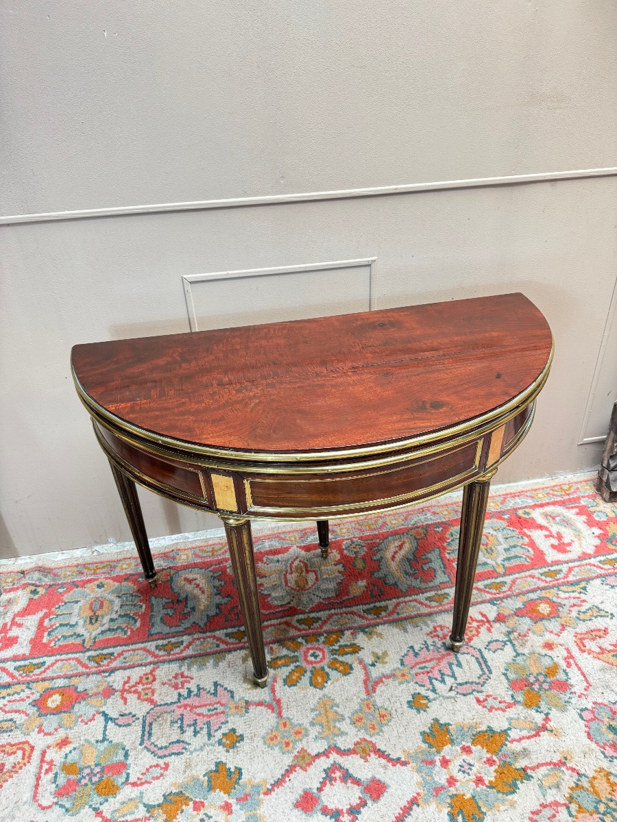 Table Demi Lune En Acajou D’époque Louis XVI XVIII eme siècle -photo-4