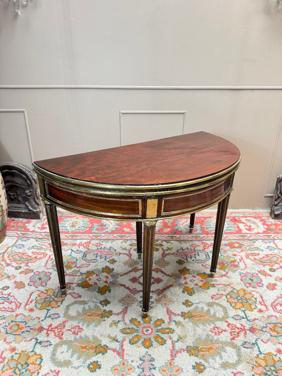 Table Demi Lune En Acajou D’époque Louis XVI XVIII eme siècle -photo-2