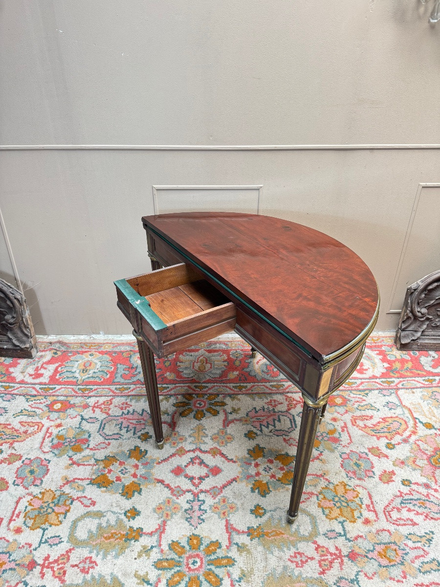 Table Demi Lune En Acajou D’époque Louis XVI XVIII eme siècle -photo-7