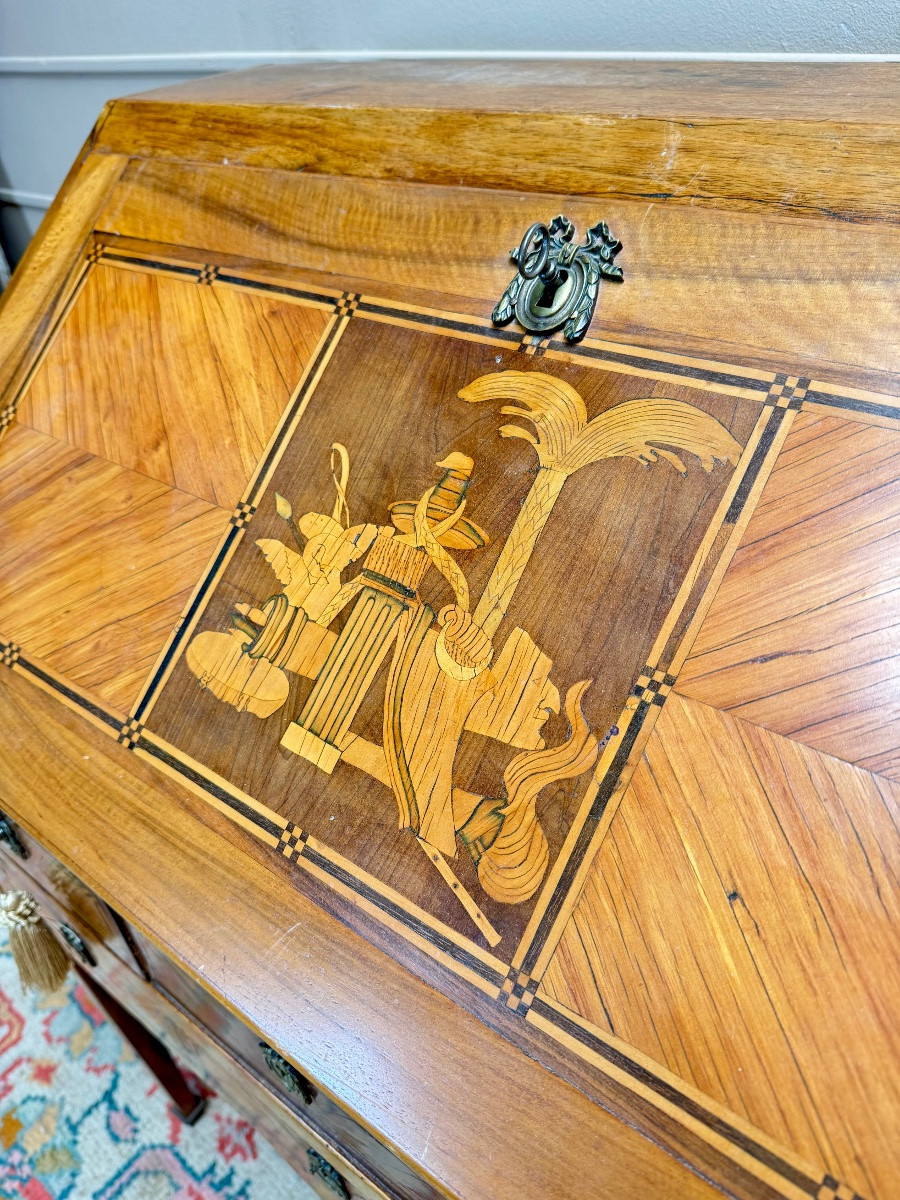 Louis XVI Period Walnut And Marquetry Sloping Desk 18th Century-photo-3