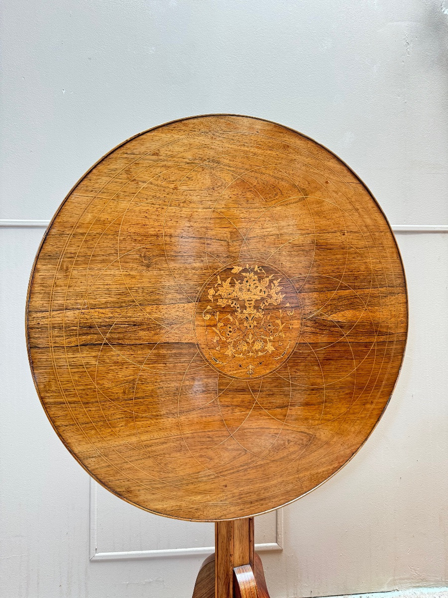 Charles X Period 19th Century Rosewood Pedestal Table With Tilting Top-photo-2