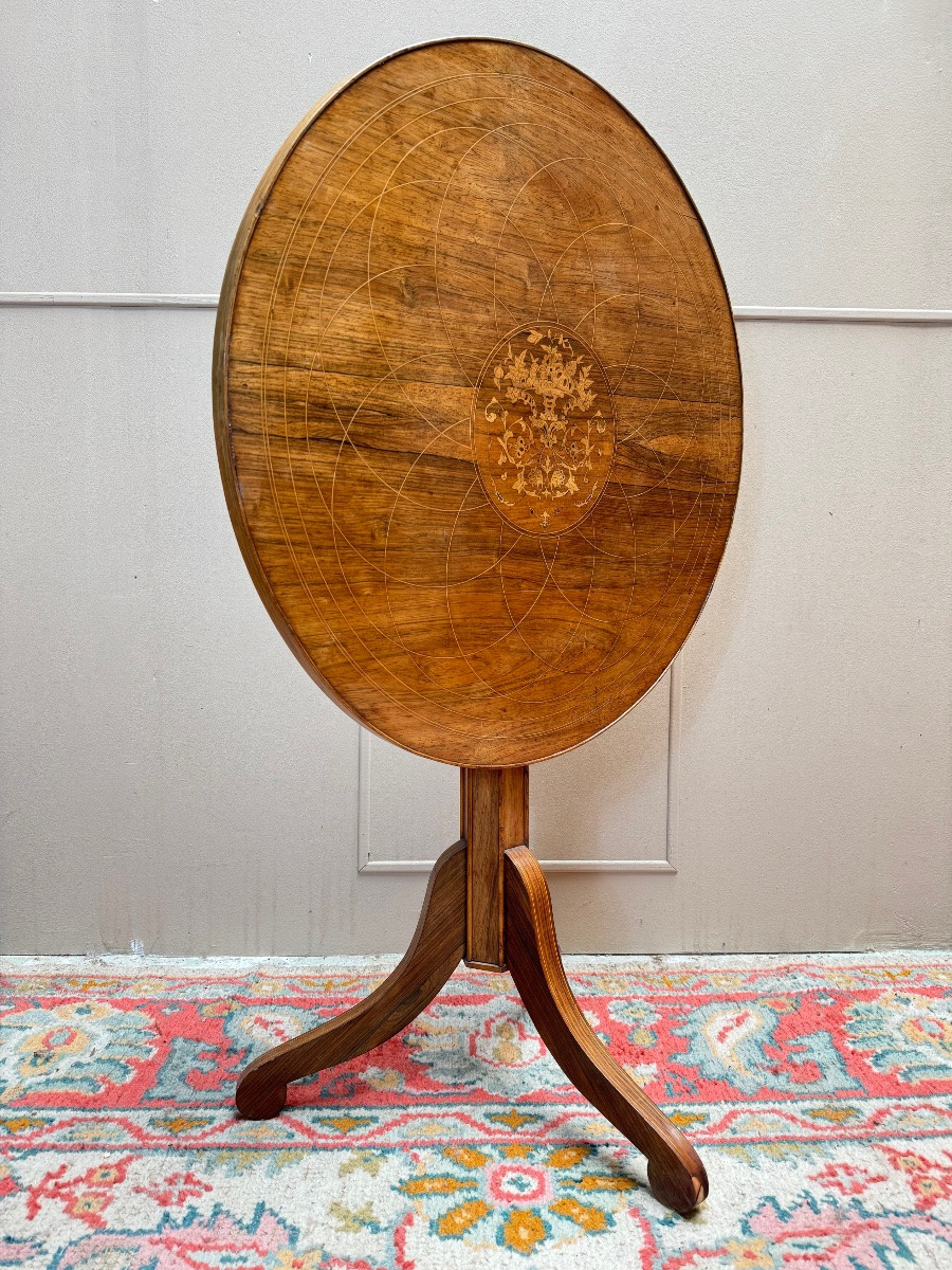Charles X Period 19th Century Rosewood Pedestal Table With Tilting Top-photo-4