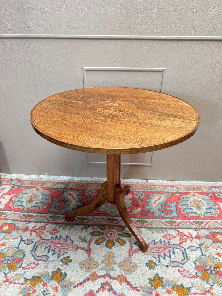 Charles X Period 19th Century Rosewood Pedestal Table With Tilting Top-photo-2