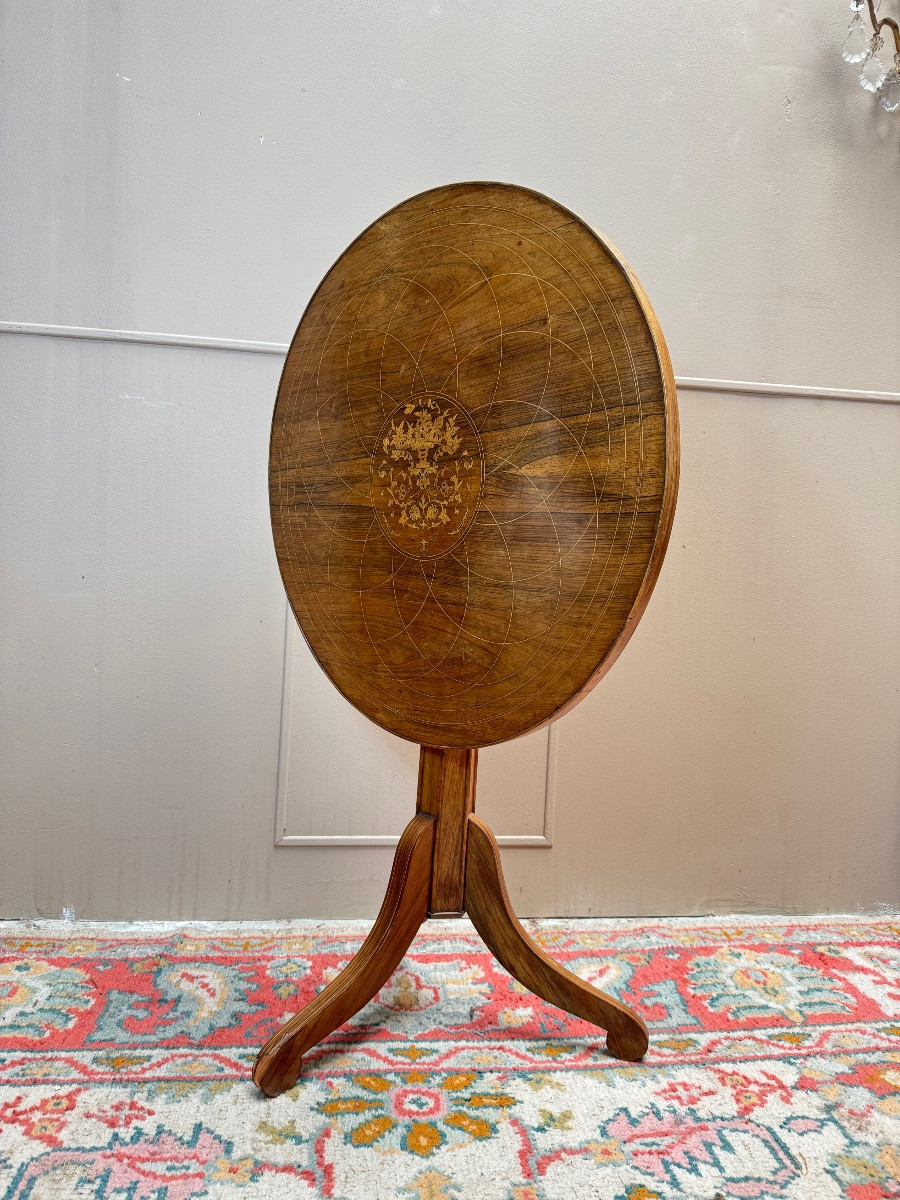 Charles X Period 19th Century Rosewood Pedestal Table With Tilting Top-photo-3