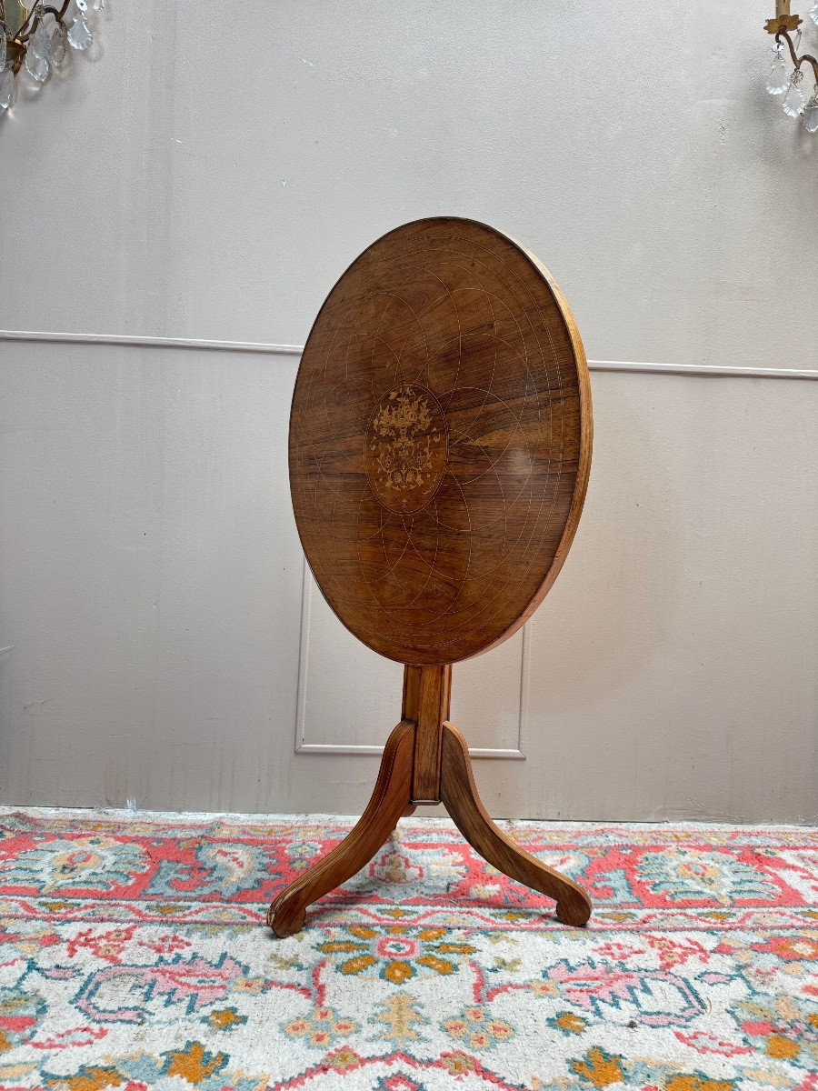 Charles X Period 19th Century Rosewood Pedestal Table With Tilting Top-photo-5