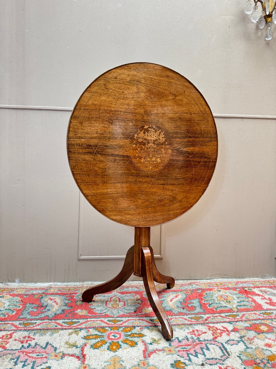 Charles X Period 19th Century Rosewood Pedestal Table With Tilting Top