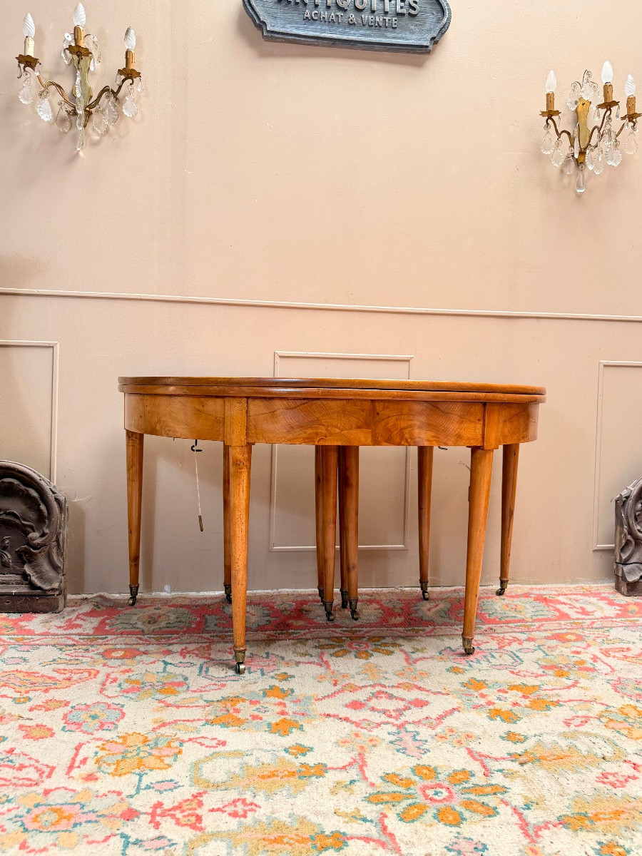 Eighteenth Century Directoire Walnut Half-moon Dining Table-photo-2