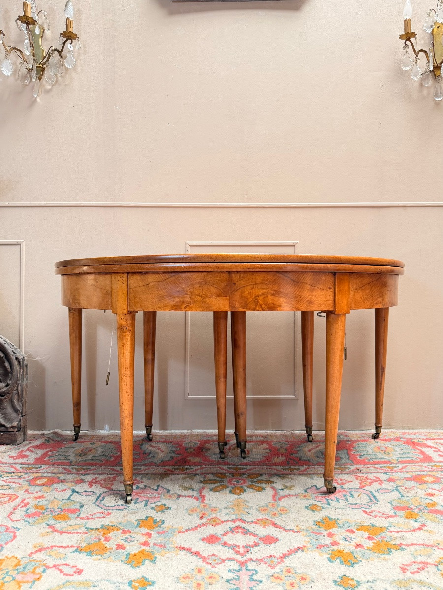 Eighteenth Century Directoire Walnut Half-moon Dining Table-photo-3