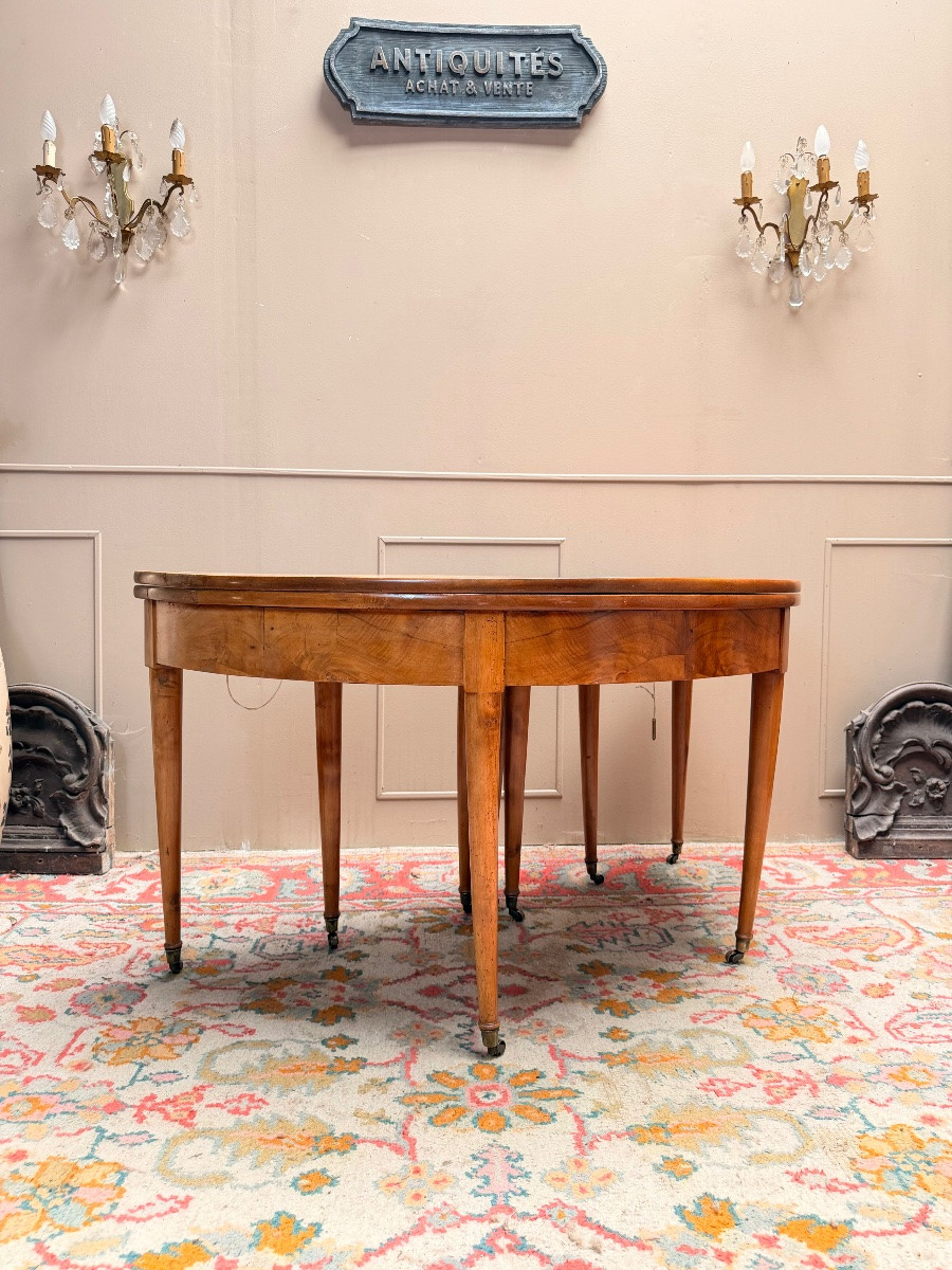 Eighteenth Century Directoire Walnut Half-moon Dining Table-photo-2