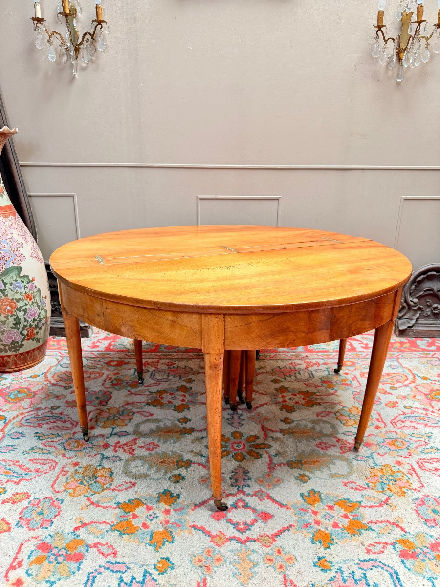 Eighteenth Century Directoire Walnut Half-moon Dining Table-photo-3