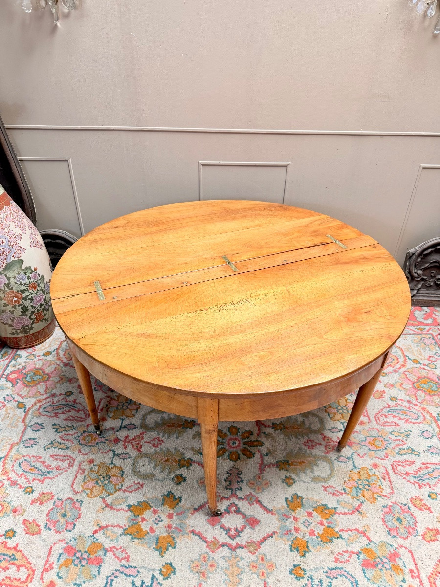 Eighteenth Century Directoire Walnut Half-moon Dining Table-photo-4