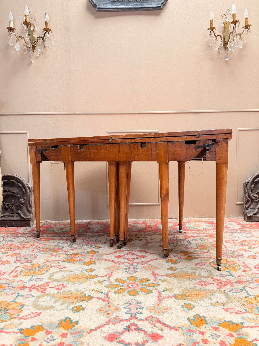 Eighteenth Century Directoire Walnut Half-moon Dining Table-photo-7
