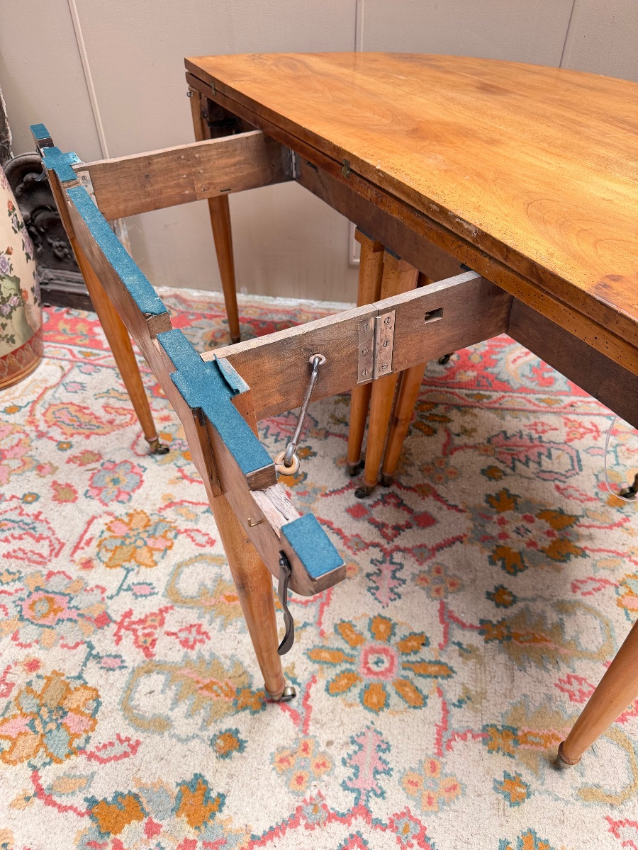 Eighteenth Century Directoire Walnut Half-moon Dining Table-photo-8