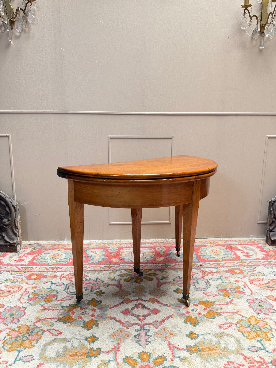 18th Century Directoire Walnut Half-moon Table-photo-2