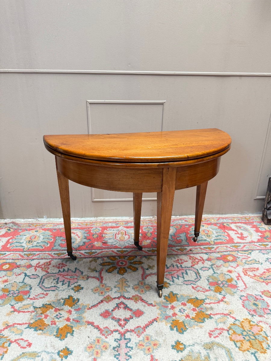 18th Century Directoire Walnut Half-moon Table-photo-3