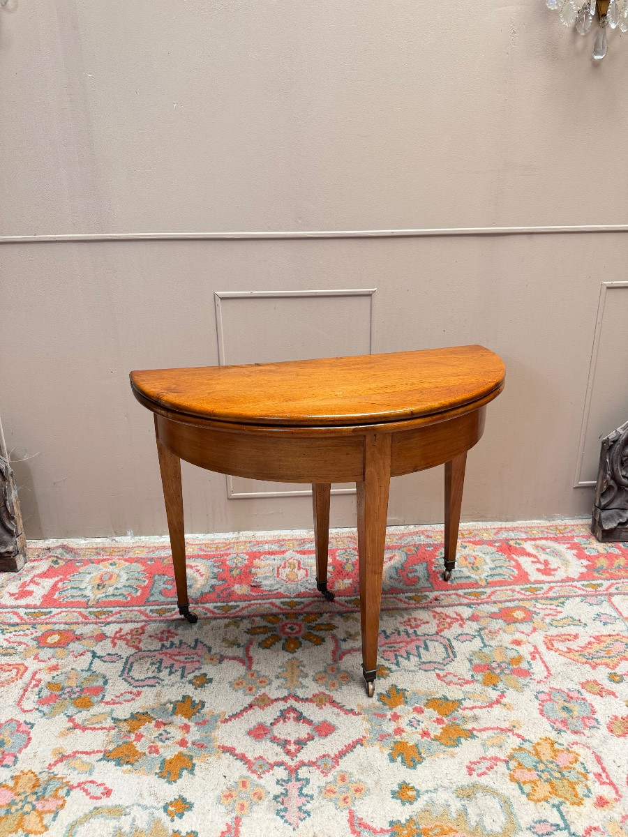 18th Century Directoire Walnut Half-moon Table-photo-4