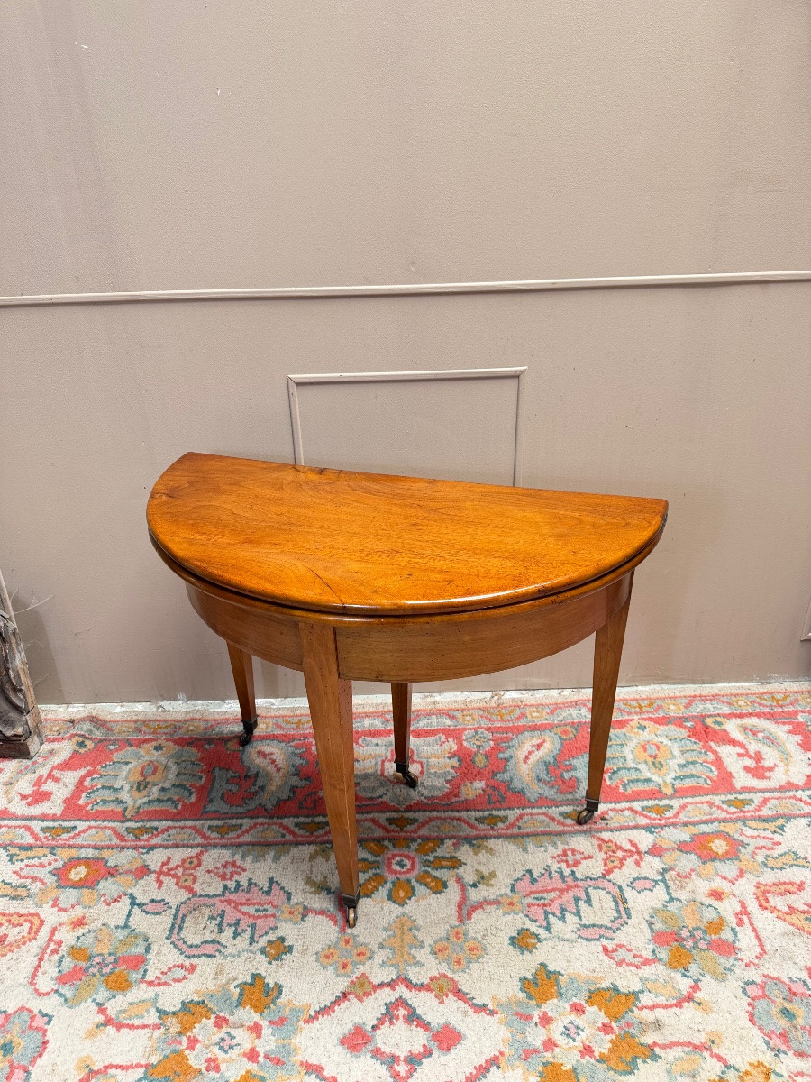 18th Century Directoire Walnut Half-moon Table-photo-1