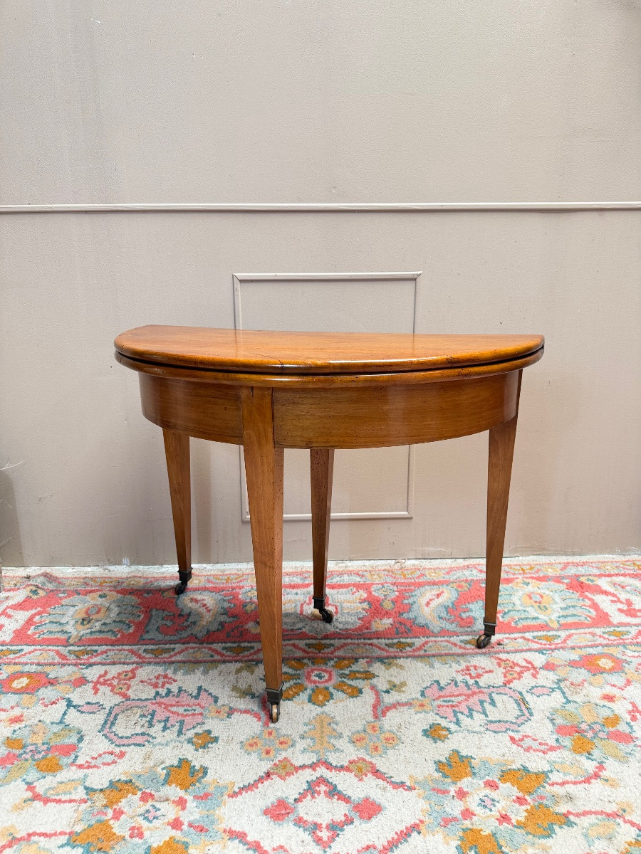 18th Century Directoire Walnut Half-moon Table-photo-2