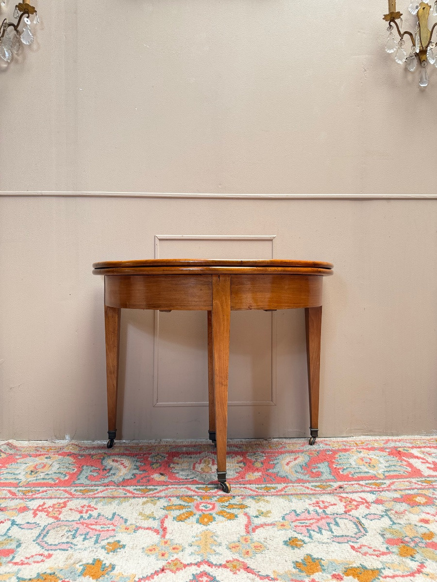 18th Century Directoire Walnut Half-moon Table-photo-3