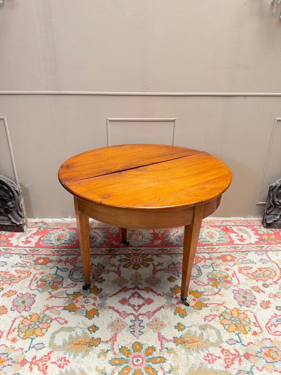 18th Century Directoire Walnut Half-moon Table-photo-4