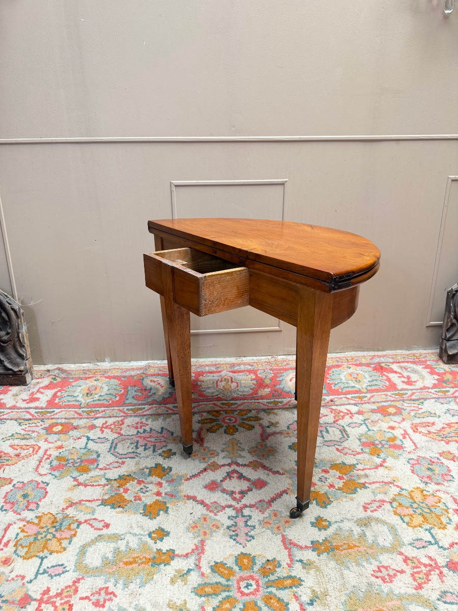 18th Century Directoire Walnut Half-moon Table-photo-5
