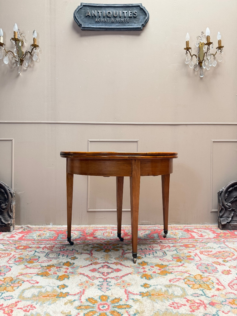 18th Century Directoire Walnut Half-moon Table
